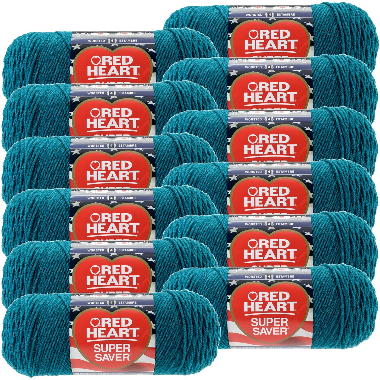Multipack of 12 - Red Heart Super Saver Yarn-Real Teal